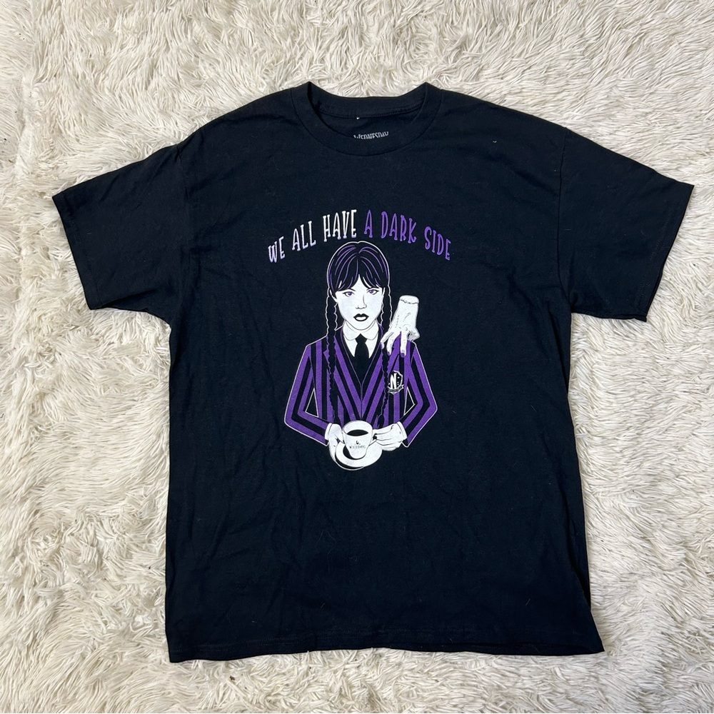 ◾️3/$25 Wednesday Addams We All Have A Dark Side Graphic Tee Shirt Top